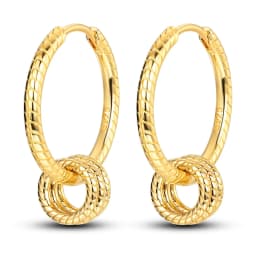 925 Sterling Silver Gold Color Circular Hoop Earrings Golden Earring Fit Original Charms Diy Fine Jewelry For Fashion Women