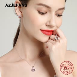 AZJEFANS 925 Sterling Silver Top Quality Snowflake Necklaces Earrings Rings Gifts Fine Jewelry