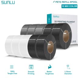 SUNLU PLA/PETG/PLA PLUS 3D Filament Refill 1.75mm Neatly Wound 3D Filament Bundle Refill for Most Brand Reuseable Spool 10KG