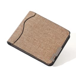 Men's And Women's Slim Fit Double Fold Canvas Wallet With Metal Decoration, Casual Denim Style Cash And Card Wallet
