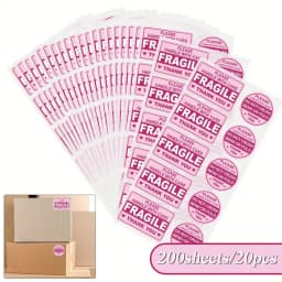 Fragile Handle with Care Stickers for Mailing Envelope Carton Tray - No Folding Adhesive Labels