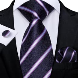 New Formal Ties Classic Blue Striped Necktie Handkerchief Cufflinks Gift For Men Wedding Tie Cravate Gravatas