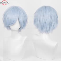 Anime 30cm Short Straight Cosplay Wig Black White Green Brown Purple Blue Gray Red Gold Man Women Heat Resistant Synthetic Hair