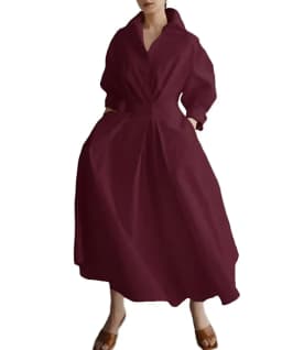 Elegant Women's Summer Dresses 2026 Loose A Line Maxi Shirt Long Sleeve With Pockets Office Commuter Street Casual Long Dress