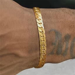 6mm Flat Cuban Chain Bracelets for Men,Trendy Stainless Steel Chain Links Wristband,Classic Punk Jewelry Gifts