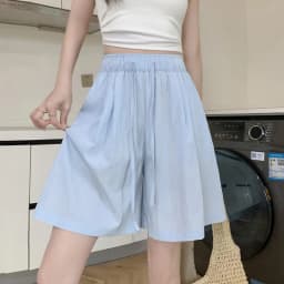 Solid Color Casual Summer Shorts for Women Thin Breathable Elastic Waist Shorts Woman Vacation Loose Wide Leg Shorts Beach Pants