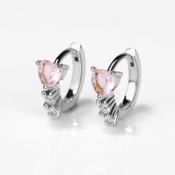 Huggies Earrings Purple white Green Blue Red Square Heart Silver Color Small Hoop Earrings for Women Girls Wedding Jewelry
