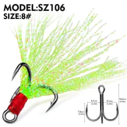 5Pcs 10Pcs Fishing Treble Hooks 4X Strength With Feather Tackle Fishing Hook Stronger Carbon Steel Barbed Fishhooks Pesca
