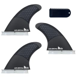 Single/Dual II Tab Surfing Fins - Tri Fins Set Honeycomb Fiberglass & Carbon S/M/L Size - Come with Fin Key Screws and Wax Comb