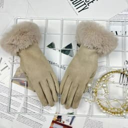 Women Winter Suede Keep Warm Touch Screen Plus Cashmere Fashion Solid Plush Wrist Look Thin Gloves Cold Protection Elasticity