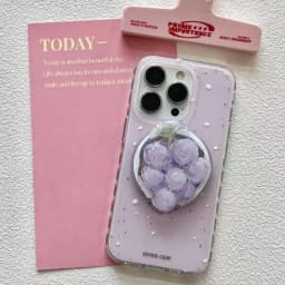 Magnetic grape purple splashed ink phone case with holder For iPhone 11 12 13 14 15 16 17 18 pro max