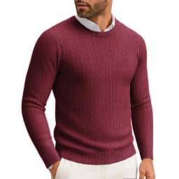 Men's Crewneck Knitted Pullover Sweater Fit Long Sleeve Casual Sweaters Winter Warm Twist Patterned Cable Work Jumper