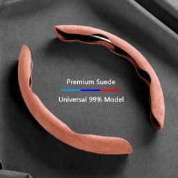 Suede Universal 38CM Car Steering Wheel Booster Cover Non-Slip Auto Interior Steer Protector Decoration Accessories-Brown