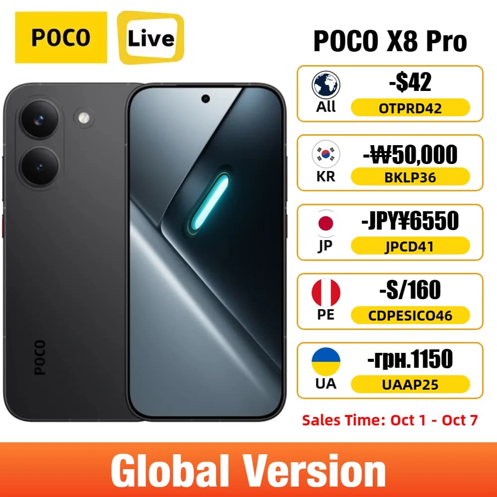 POCO X8 Pro 5G Global Version Dimensity 8500-Ultra 12GB 512GB 6500mAh 100W HyperCharge 6.59'' 1.5K 120Hz NFC Android Phone
