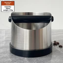 Coffee Knock Box Stainless Steel Espresso Knock Box Non Slip Coffee Ground Knock Box with Rubber Ring Beveled Coffee Ground Bin