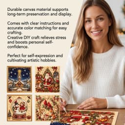 Framed Christmas Pearl Diamond Painting Kit DIY 3D Pearl Art Kits Home Wall Decor Holiday Gift Relaxing Handmade Diamond Art Set