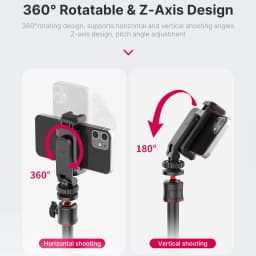 Multi-functional Phone Holder Clamp Phone Tripod Mount 360° Rotatable with Dual Cold Shoe Mounts for Smartphone Vlog Selfie Live