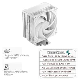DEEPCOOL AG400 4 Heat Pipe CPU Air-Cooled Cooler 12cm Fan 4Pin PWM TDP 220W CPU Heat Sink For LGA1851 1700 AMD AM4 AM5