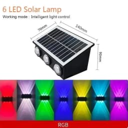 Solar RGB Wall Washer Sconce Light Outdoor IP65 Waterproof LED Up Down Solar Powered Lighting for Patio Courtyard