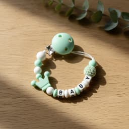 Personalized Baby Pacifier Clip Custom Name Silicone Crown Beads Heart Wooden Holder Handmade Teether Chain BPA Free Gift