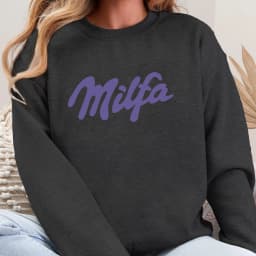 Milfa Purple Art Letter Design Woman Pullover Trendy Fleece Sweatshirt Autumn Casual Clothes Crewneck Sportswear Fashion Tops