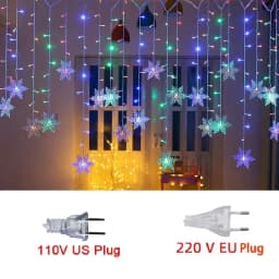 3.5M Christmas Snowflake LED String Lights Flashing Fairy Curtain Garland Lights Fancy Holiday Party New Year Decoration