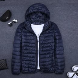 Men's Short Hooded Ultra-Thin Cotton Jacket Lightweight Fashionable Versatile Winter Outerwear Slim Fit Style Regular Length