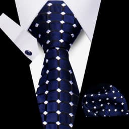 Men Business Tie Set Classic Plaid Dot Necktie Cufflinks Stripe Handkerchief For Wedding High Quality Formal Gravata Accessories