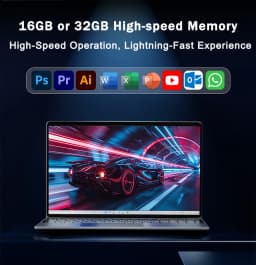 Lightweight 15.6" Laptop Intel 6500Y 32GB RAM 2TB SSD 5000mAh Windows 11 Backlit Keyboard Fingerprint for Business & Gaming
