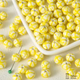 Exclusive Hand-painted Yellow Ceramic Straight Hole Bead Jewelry For Summer