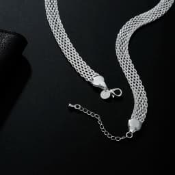DOTEFFIL Hot Creativity Net Chain Necklaces 10mm 925 Sterling Silver for Women Fashion Designer Party Wedding Jewelry Gift