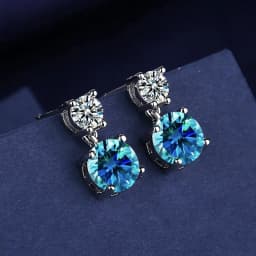 925 Sterling Silver Geometric Stylish Simple Round Zircon Multicolor Women's Daily Elegance Stud Earrings