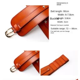 Women's Vintage First Layer Cowhide Leather High Quality Belt with Skirt Coat Elastic Belt