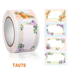 Flowers Plants Rectangular Name Sticker Gift Packaging Handwritten Message Self-adhesive Label sealing Decorative Sticker