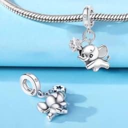 CYMYSS 925 Sterling Silver Charm Cute Animals Bead Elephant Pendant Fit Bracelets Necklace DIY Jewelry Making Party Gift