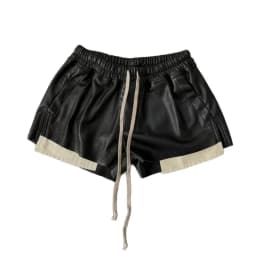 Summer Women's PU Leather Shorts Dark Retro Side Split Color Block Elastic Waisted Drawstring Hot Shorts Female Clothing