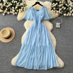Elegant Sexy High Waist chiffon glitter Vacation Vestidos Slim Women Party Ceremonial Dress