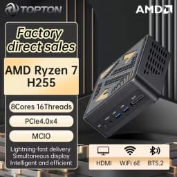 Topton Gamer Mini PC AMD Ryzen AI 9 HX 470 370 365 H 255 MCIO USB4 32G LPDDR5 2*2.5G LAN 2*PCIe Desktop Mini Computer Windows 11