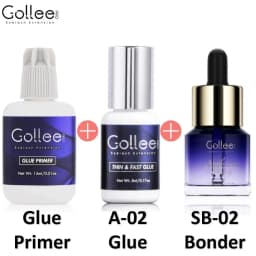 Gollee Quickly Dry Eyelash Extension Glue Lash Primer Super Bonder 0.5 Sec Fast Drying 6-8 Week Black Adhesive Professional Use