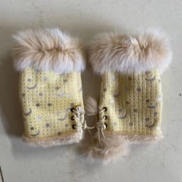 Female Rabbit Hair Wrist Gloves Fingerless Computer Typing Mittens Winter Women Suede Leather Warm Thick Cashmere Gloves G58