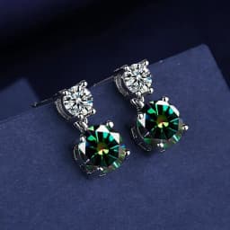 925 Sterling Silver Geometric Stylish Simple Round Zircon Multicolor Women's Daily Elegance Stud Earrings