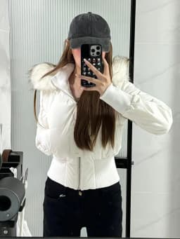 Autumn & Winter High-Waisted Cropped Jacket Sweet Warm Cotton Padded Coat Women Fur Collar Hooded Jacket Y2k Parkas Streetwear
