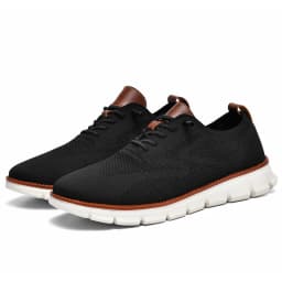 Men's Breathable Knit Casual Sneakers - Lightweight Slip-On Walking Shoes, Elastic No-Tie Laces, Comfortable Work & Daily Footwe