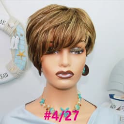 Pixie Cut Wigs For Women Human Hair Short Bob Wig With Bangs Layered Pixie Cut Wig 1B/27 Brazilian Human Hair Full Machine Made