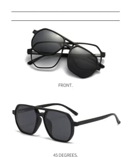 VCKA Big Frame Polarized Myopia Sunglasses 6 in 1 Prescription Magnetic Clip Men Women Glasses Custom Optical Eyewear -0.5 To-10