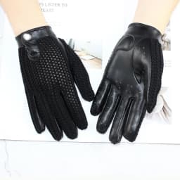 Women's Thin Sheepskin Motorcycle Riding Gloves Touch Screen Genuine Leather Spring and Autumn Sun Protection Driving Gloves