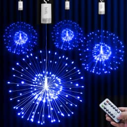 150/200 LED String Fairy Lights Hanging Starburst Lamp DIY Firework Christmas Garland Festival Decor Remote Twinkle Lights