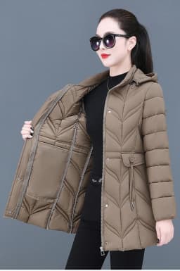 Slim Fit Women's Cotton Jacket 2025 New Style Autumn Winter Coat Polyester Fiber Fill Long Sleeve Zipper Closure Mid-Length