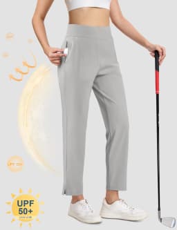 TACVASEN UPF 50+ Golf Pants Women's Stretch Pants High Waisted Work Athletic Casual Dress Pants 5 Pockets for Yoga Business