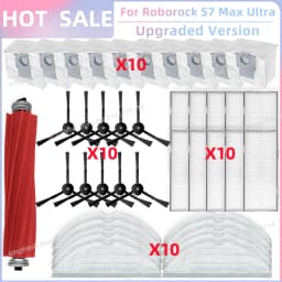 Fit for Roborock S7 Max Ultra Q100TSC Parts Main Roller Side Brush Hepa Filter Mop Pad Cloth Dust Bag Replacement Accessories